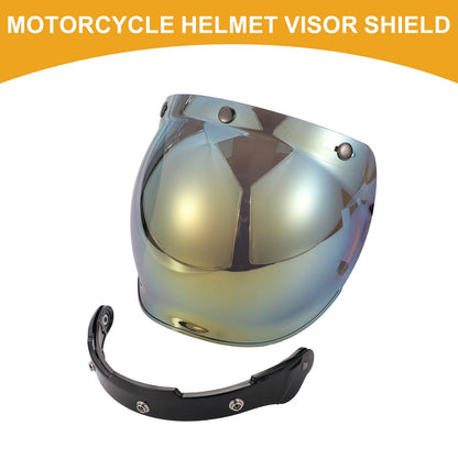 1pc Universal Helmet Visor Shield Anti-UV Gold Tone Black for Motorcycle
