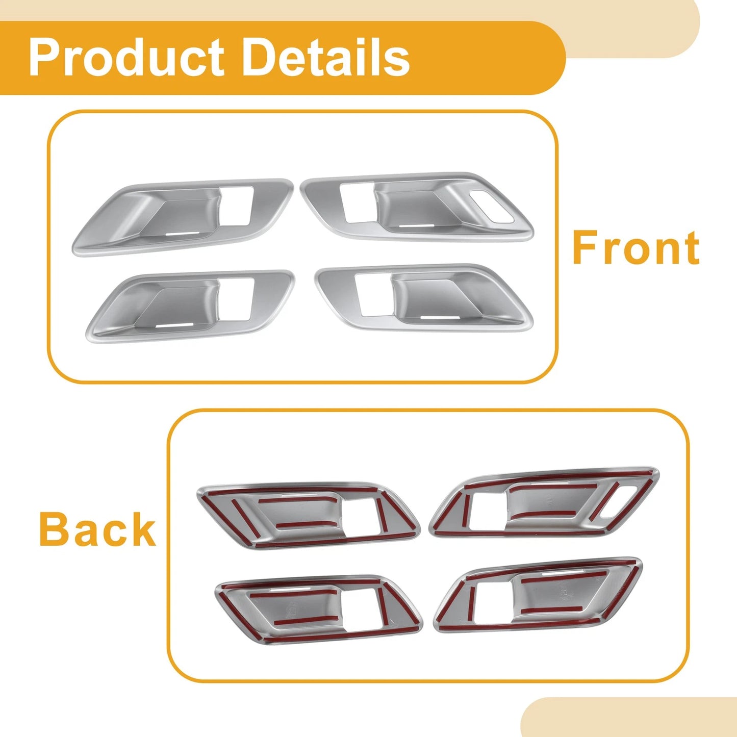 Interior Door Handle Bowl Cover Trim for Toyota Crown (2023-2024) Silver Tone