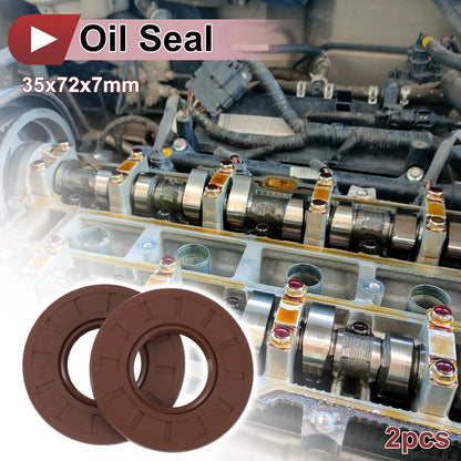 Oil Seal Rotary Shaft Seal FKM Rubber 35x72x7mm Brown 2 x