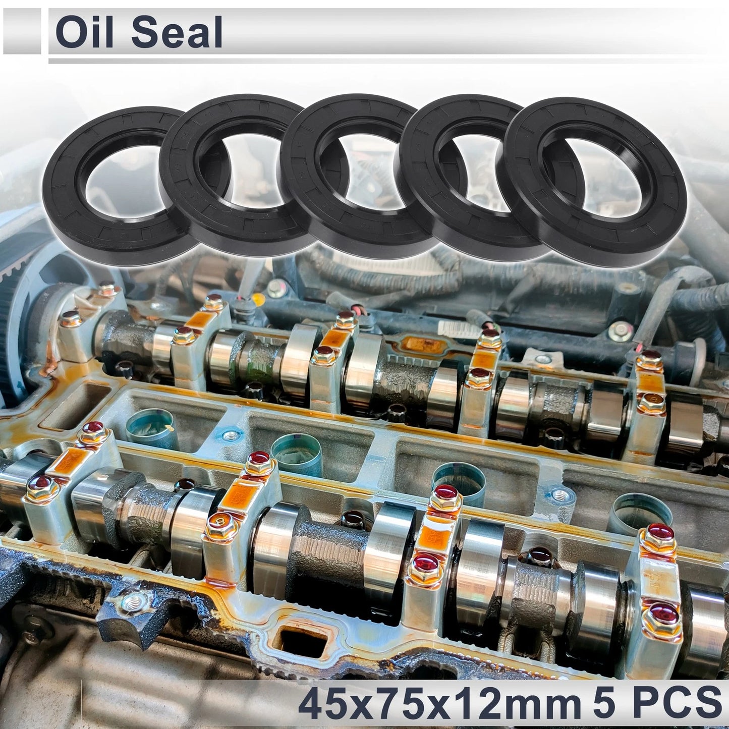 Oil Seal 45x75x12mm 5 Pcs NBR Rubber Seal Ring Rotary Shaft for MakeModel