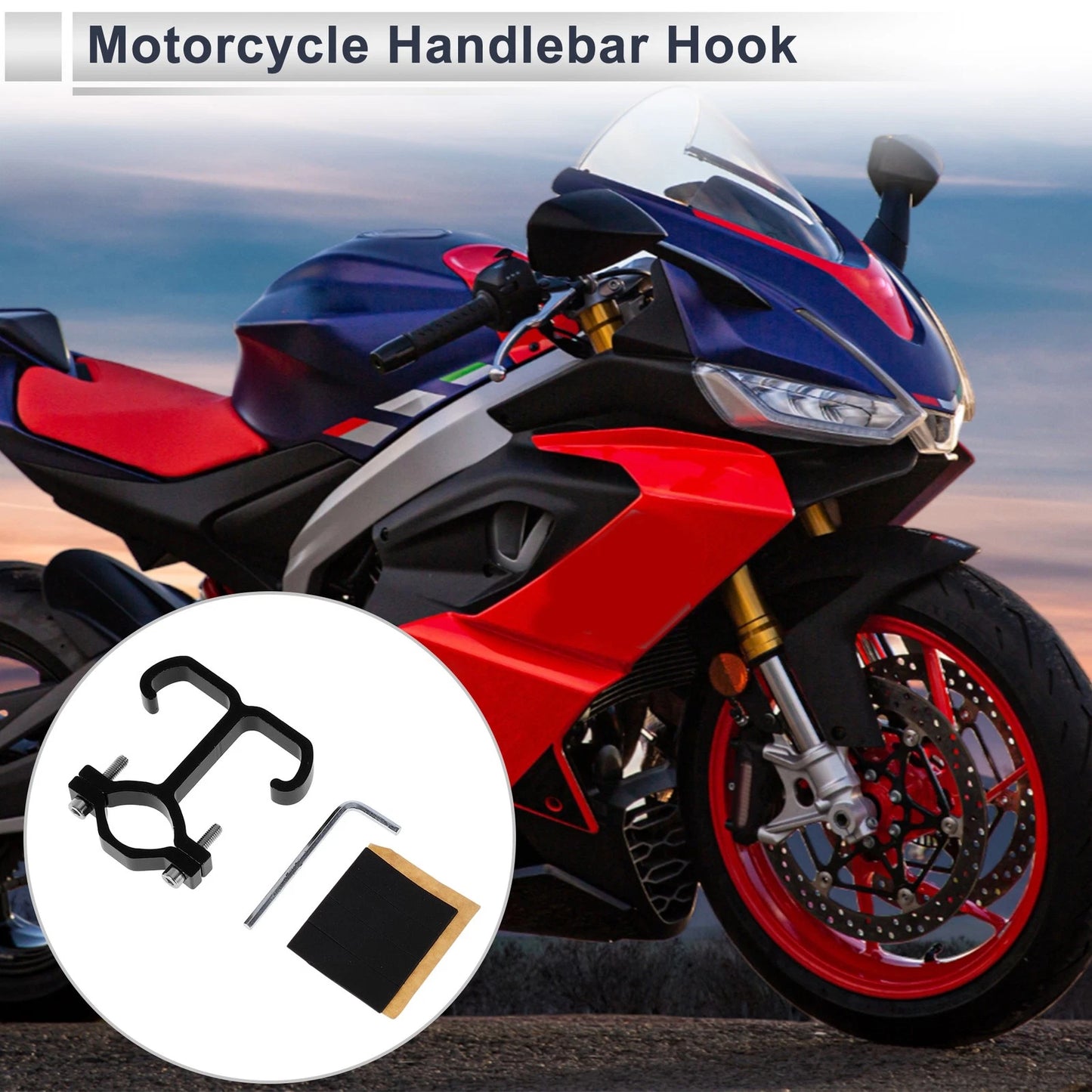Aluminum Alloy Motorcycle Hanging Hook Hexagon Wrench Gasket 1 Set Black