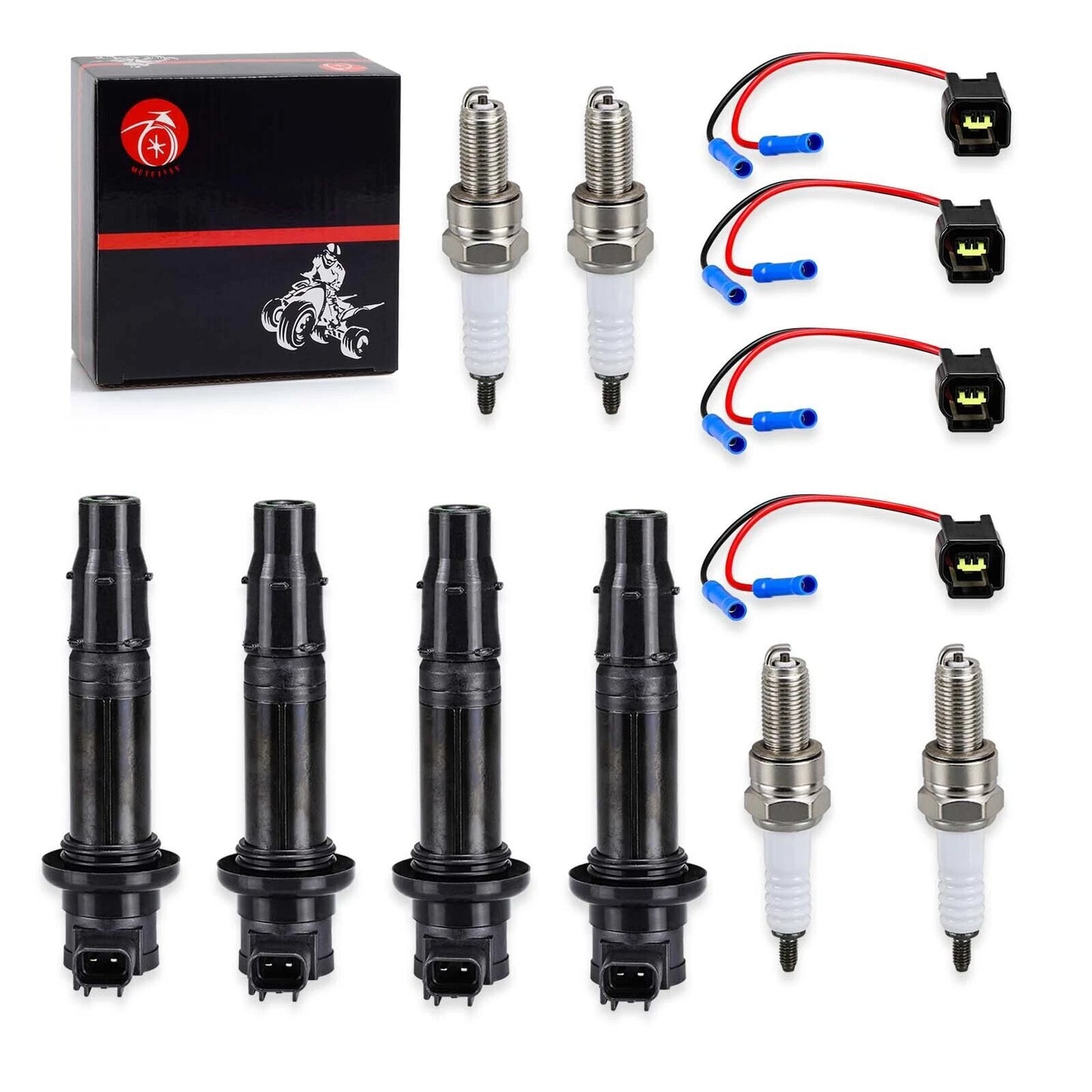 4 x Ignition Coil w/ Plug Spark Plug for Yamaha Vmax 1700 (2009–2020)