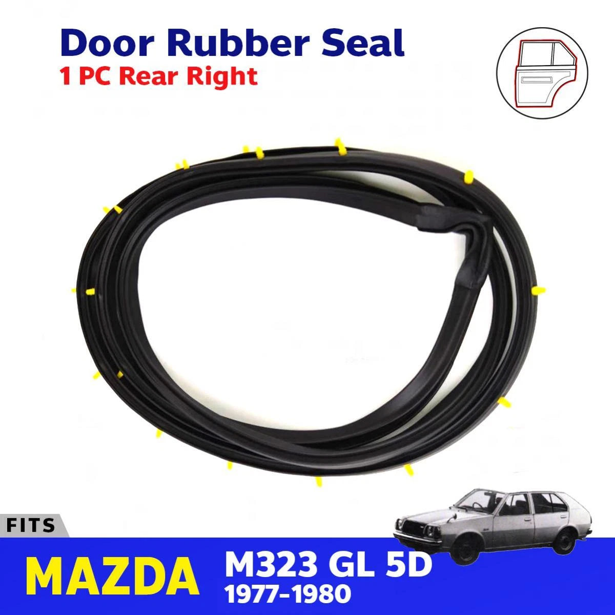Door Rubber Weatherstrip Rear Right Fits Mazda 323 GLC GL RWD 5D WAG 1977-80