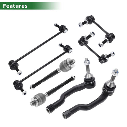 8pcs Front Suspension Kit Tie Rod Ends & Sway Bar Links for Ford Fusion (2006-2012)