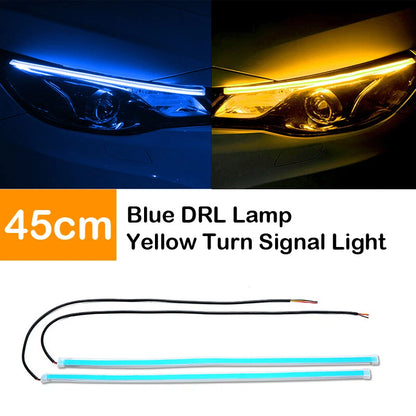 2 x Blue 45cm Flexible LED Strip Daytime Running Lights for Car ()