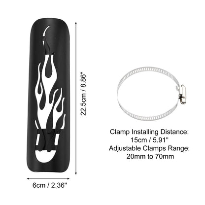 Set Motorcycle Exhaust Heat Shield Pipe Shield for Harley Flame Black