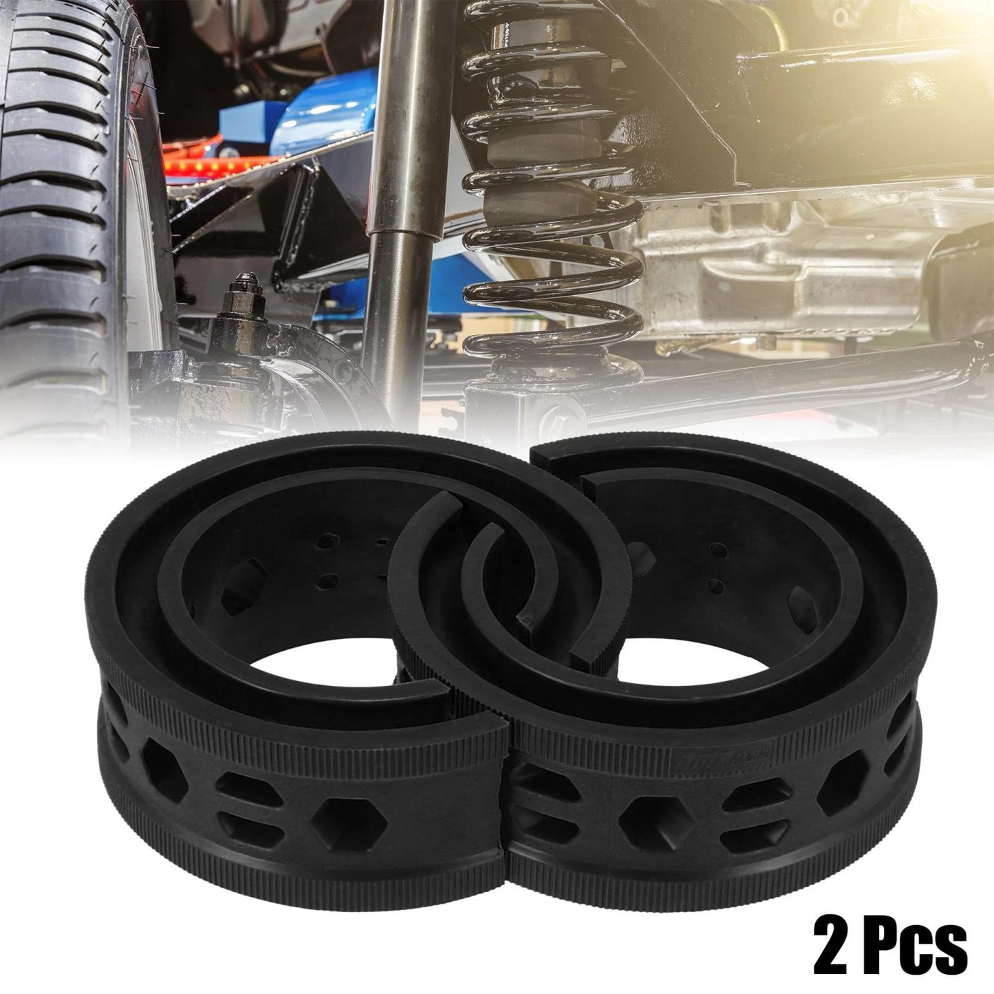 Black Universal C-Type Coil Spring Rubber Buffer for Ford/Chevy