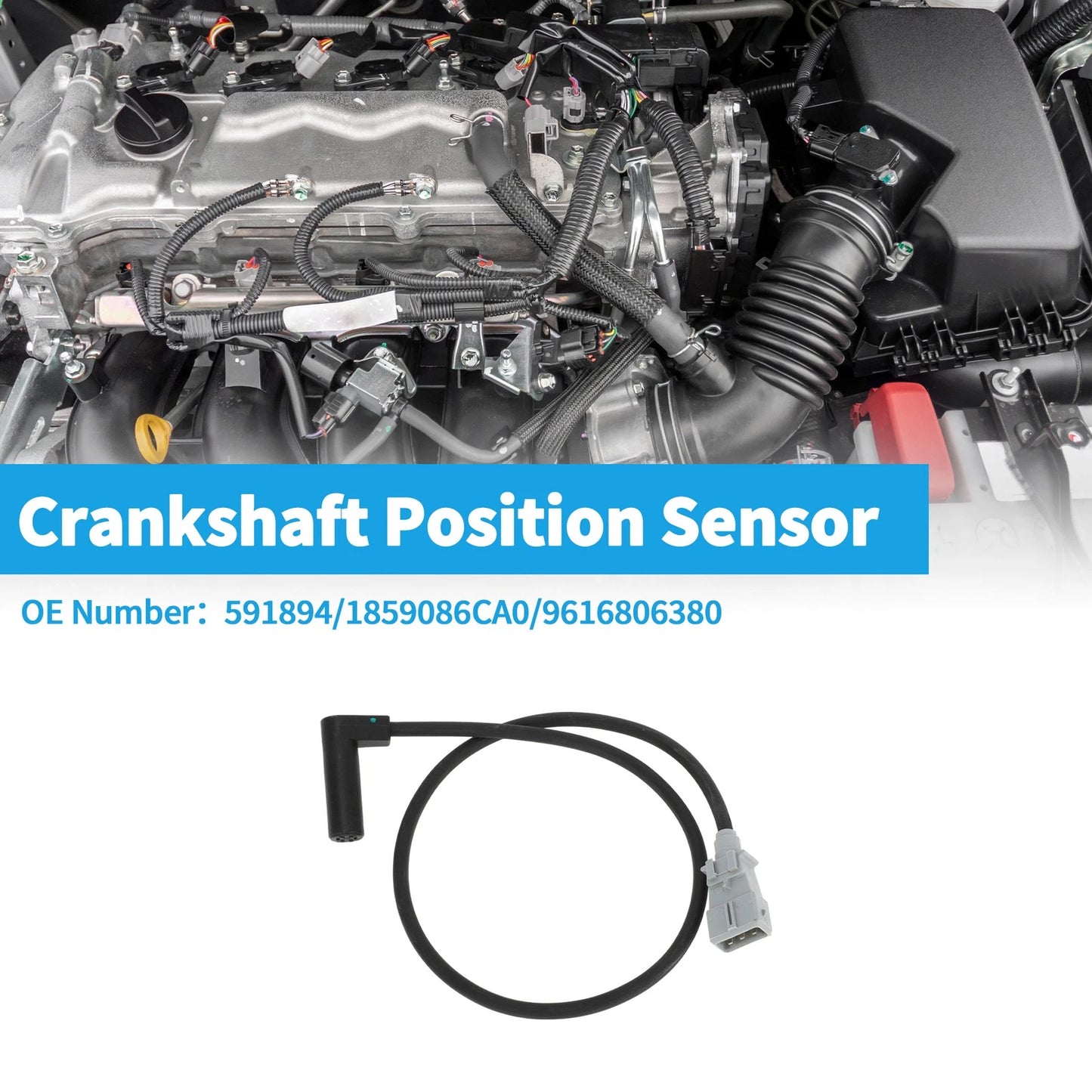 Crankshaft Position Sensor for PEUGEOT 306 1.9D (1997-1999) 1 Pc Black Gray