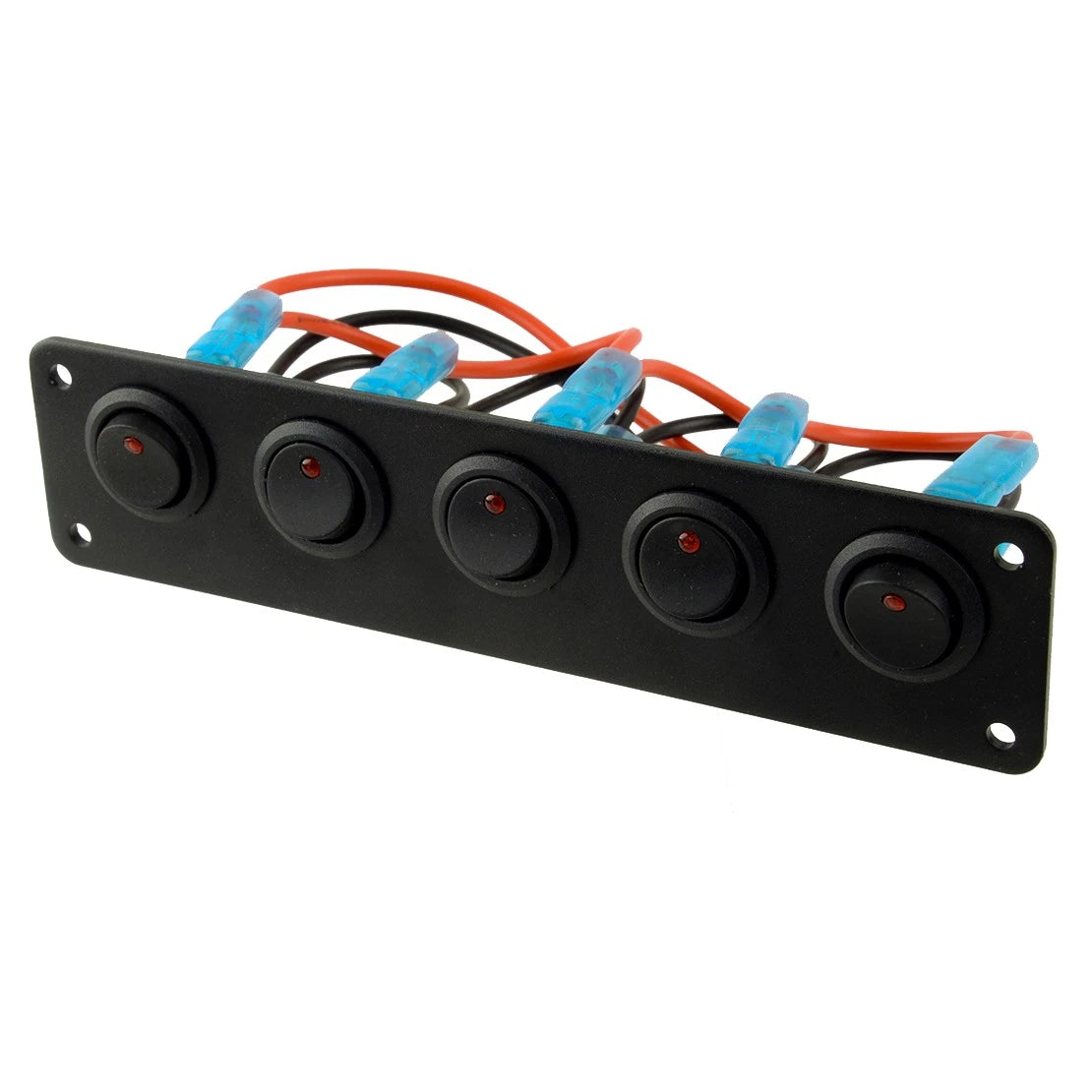 5 Gang Rocker Toggle Switch Panel Red LED for Car Truck RV Boat Dash 12V-24V