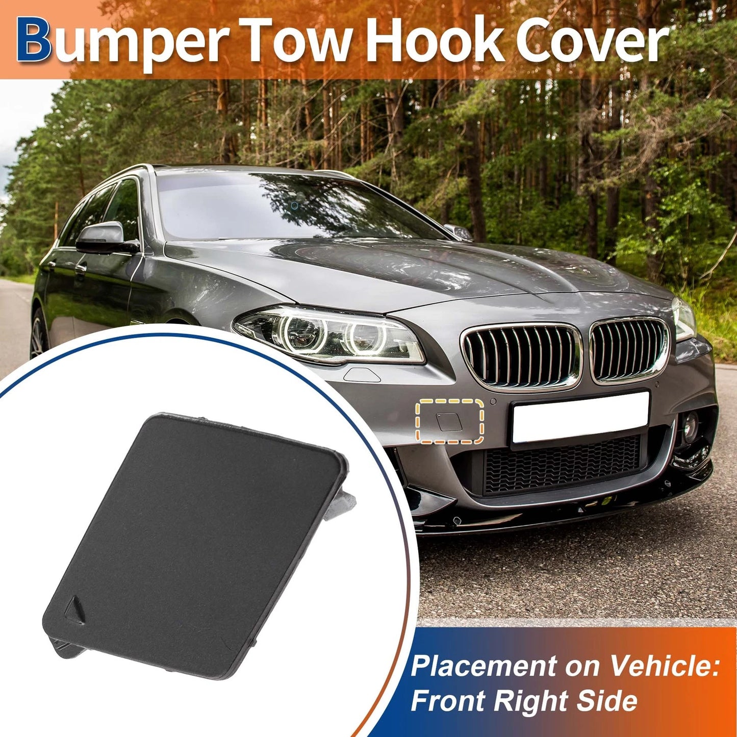 Tow Hook Cover for BMW Front Right Side Bumper Sophisto Grey (2012-2019)