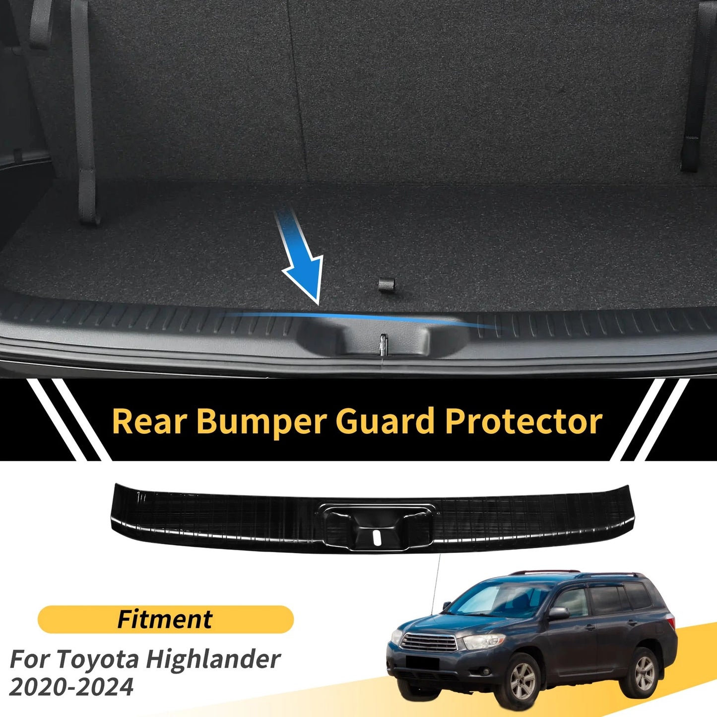 Bumper Guards Black for Toyota Highlander (2020-2024) 1 Pc