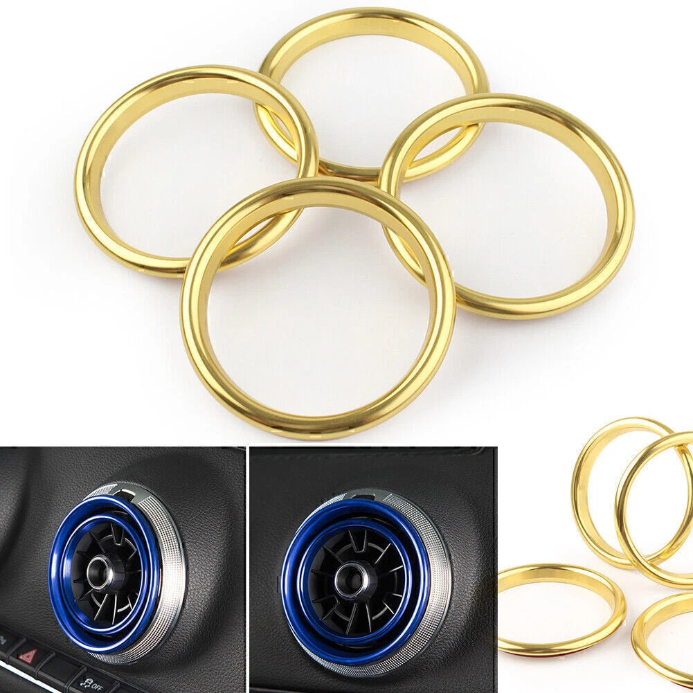 4 x Air Vent Outlet Ring Covers for Audi A3 2012-2019 Stainless Steel Yellow