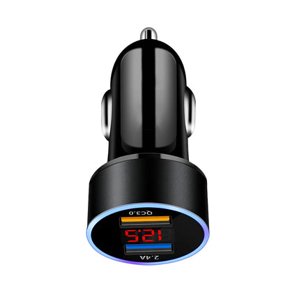 1x DC 12V/24V LED Voltmeter Gauge & Dual USB Charger for Car