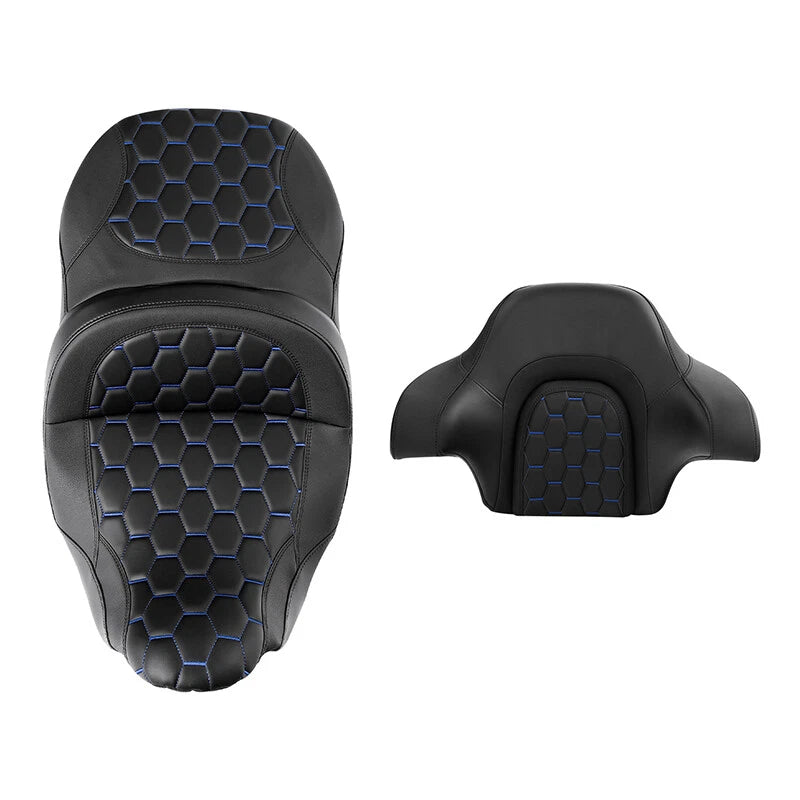 Driver Passenger Seat Backrest for Harley Street Tri Glide (2014-2023) Black Blue