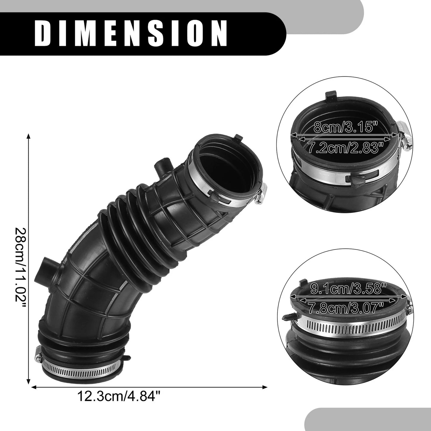 Air Cleaner Intake Hose Tube with Clamps for Honda Accord 2.4L (2008-2012)