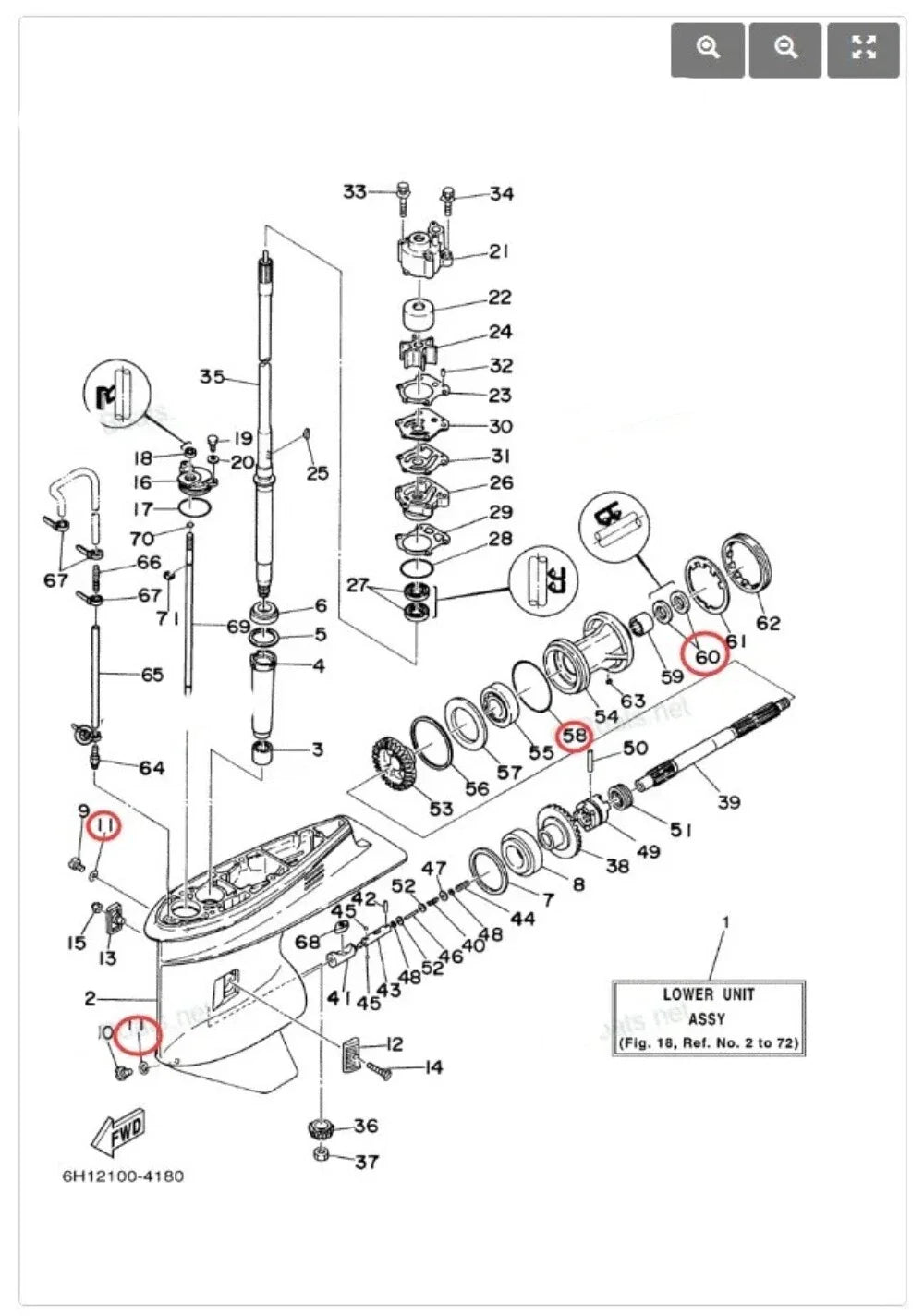 Yamaha Outboard Gearcase Propeller Shaft Seal Kit for 2-Stroke Models