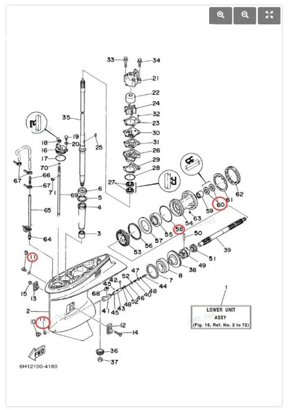 Yamaha Outboard Gearcase Propeller Shaft Seal Kit for 2-Stroke Models