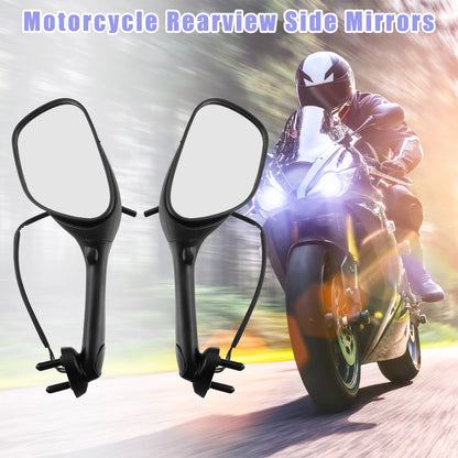 Pair Motorcycle Rearview Side Mirrors with LED Turn Signals Lights Black Clear