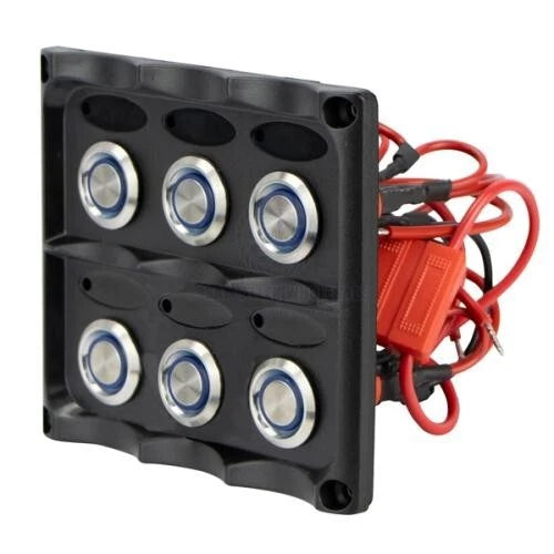 Marine Switch Panel Push Button 6 Gang Splashproof S/S with LED Indicators