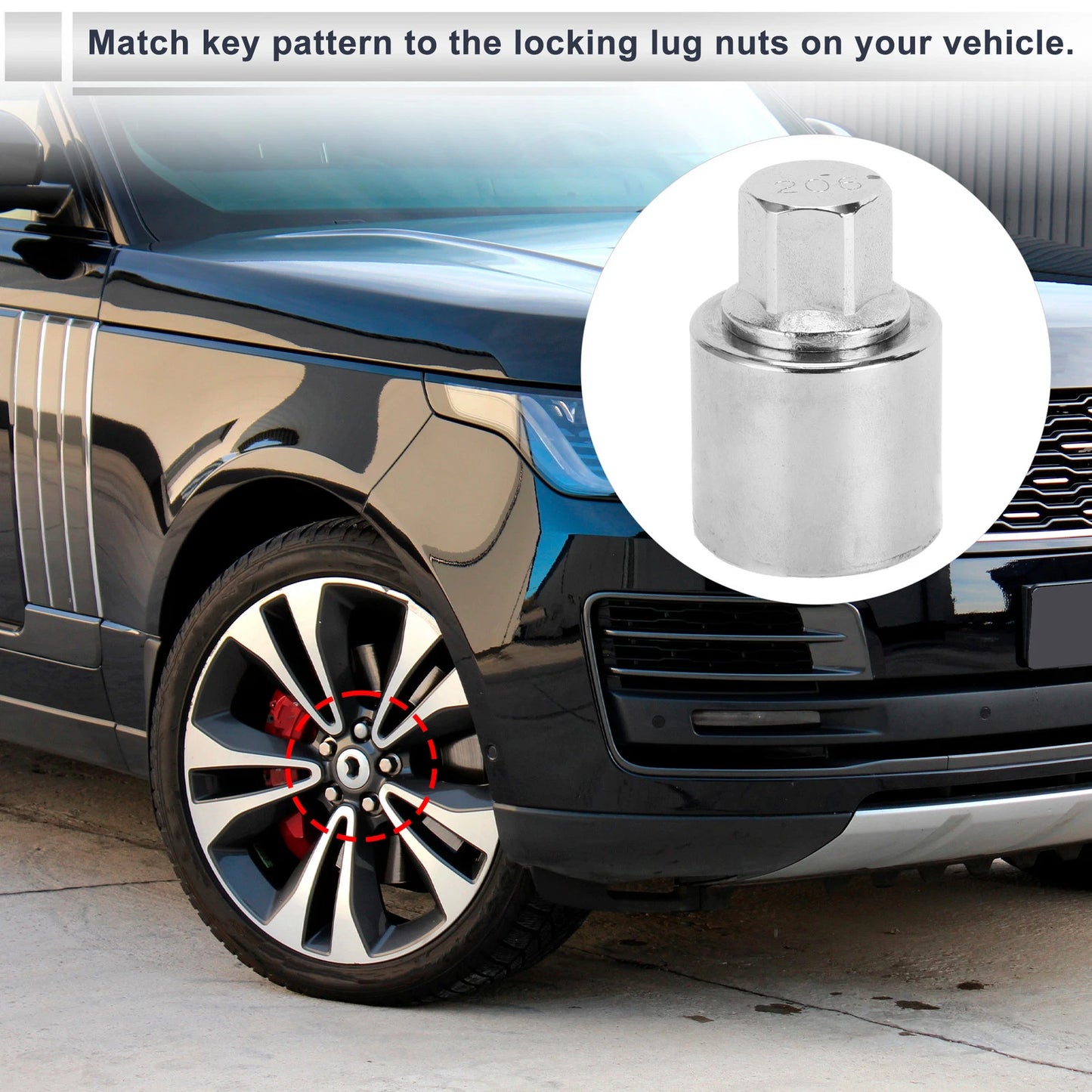 Wheel Lock Lugnut Antitheft Nut Removal Key for Land Rover (2003-2013)