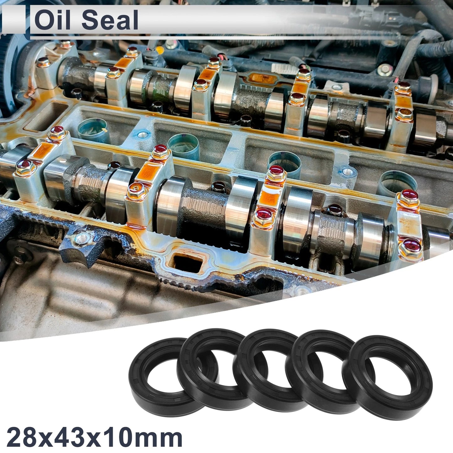 Oil Seal 28x43x10mm Rotary Shaft Seal Nitrile Rubber 5 Pcs for Make Model