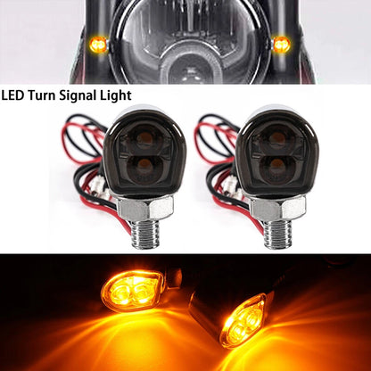 LED Mini Turn Signal Lights for Motorcycle Bike - Amber Chrome (Fits Most Models)