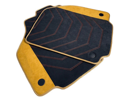 Black Floor Mats for Ferrari 458 Spider with Tan Alcantara (2010-2015)