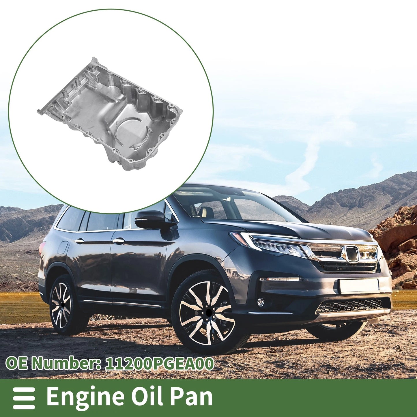 Engine Oil Pan for Honda Pilot (2003-2004) - 1 x Aluminum Silver Tone