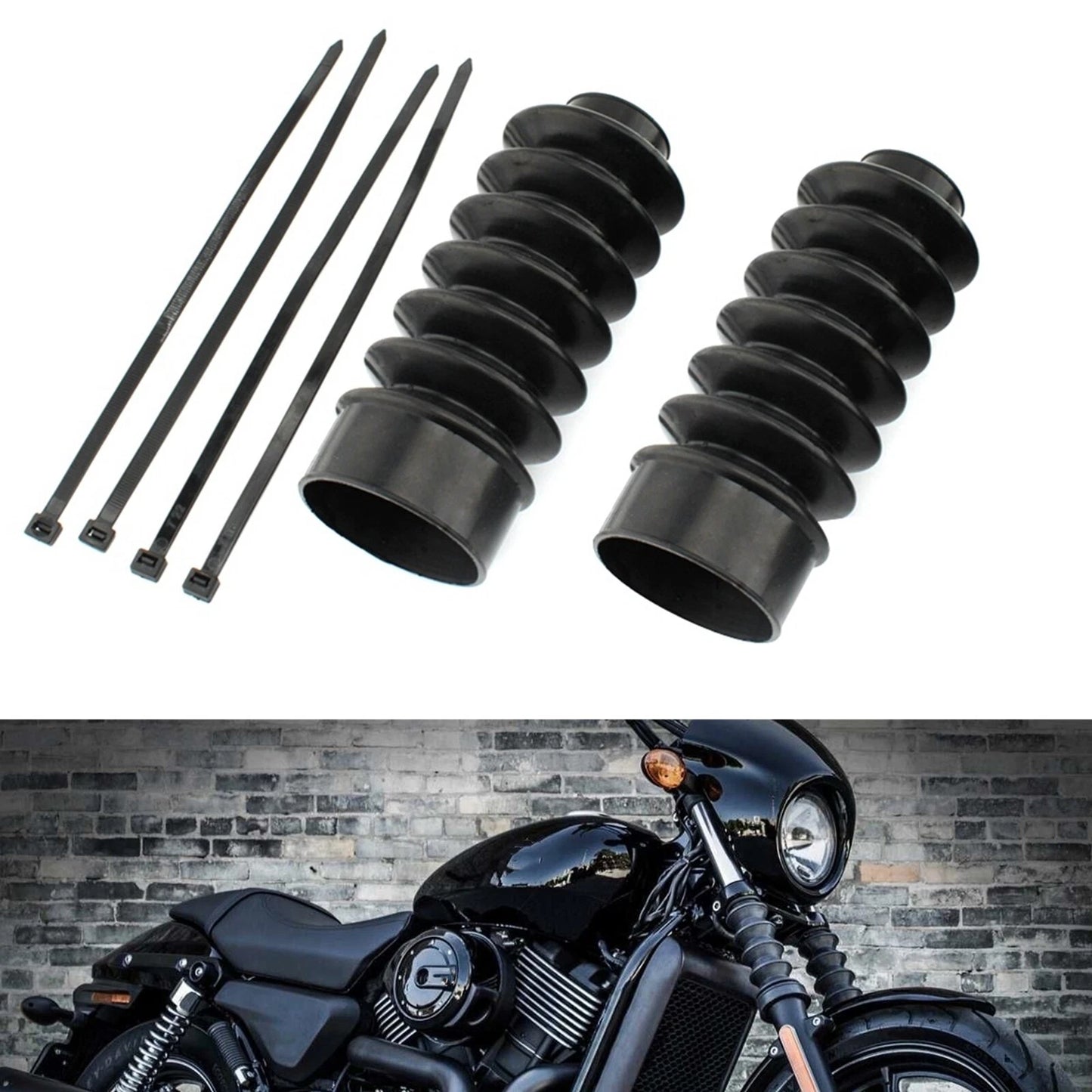 Front Rubber Gaiter Boots for Harley Sportster XL883 (2004-2023)