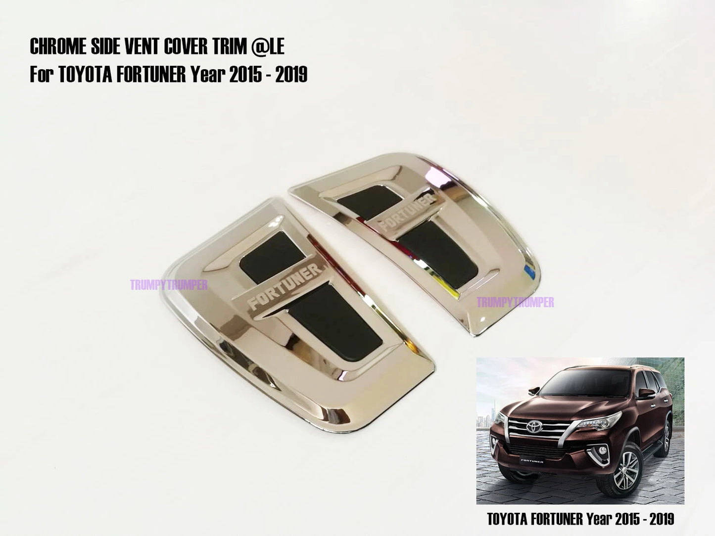 Chrome Side Vent Door Cover Trim for Toyota Fortuner (2015-2019)