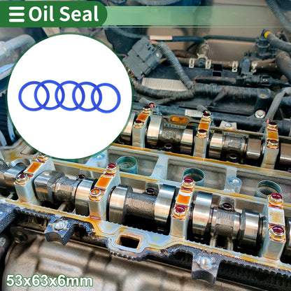 Oil Seal 53x63x6mm Rotary Shaft Seal TPU Blue 5 Pcs for Automotive