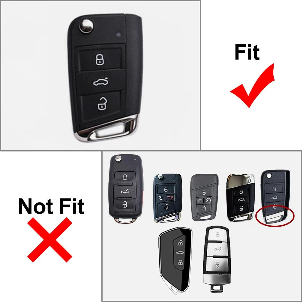 Black 3 Button Key Fob Cover Case for Skoda Karoq, VW Jetta (2017-2022)