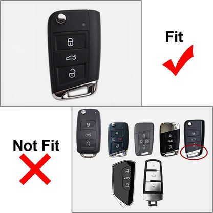 Black 3 Button Key Fob Cover Case for Skoda Karoq, VW Jetta (2017-2022)