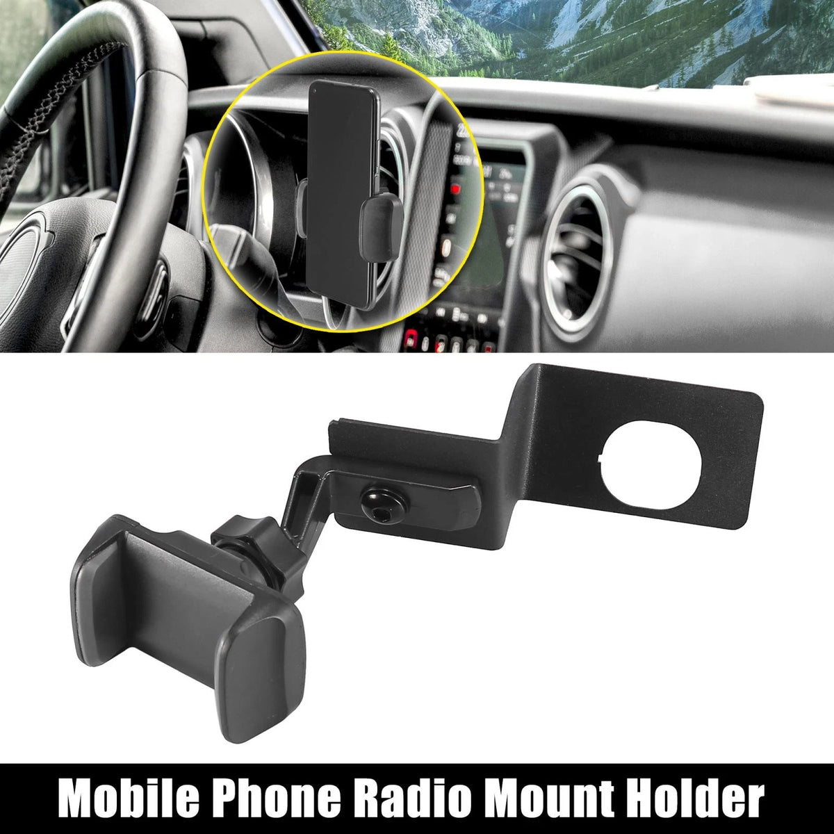 Phone Holder Mount Kit for Jeep Wrangler JL JLU & Gladiator JT (2018-2023)