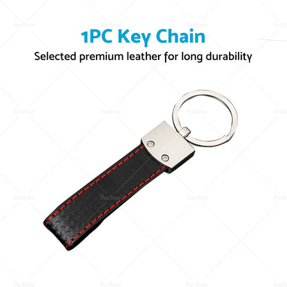 Black Metal & PU Leather Key Ring Keychain for Universal Use
