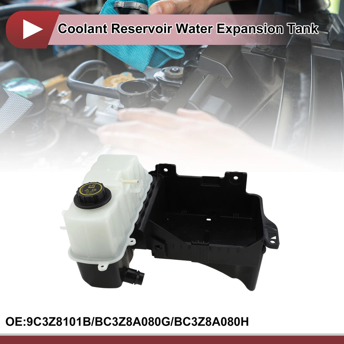 Engine Coolant Expansion Overflow Tank w/ Cap for Ford F250 F350 (2011-2016)