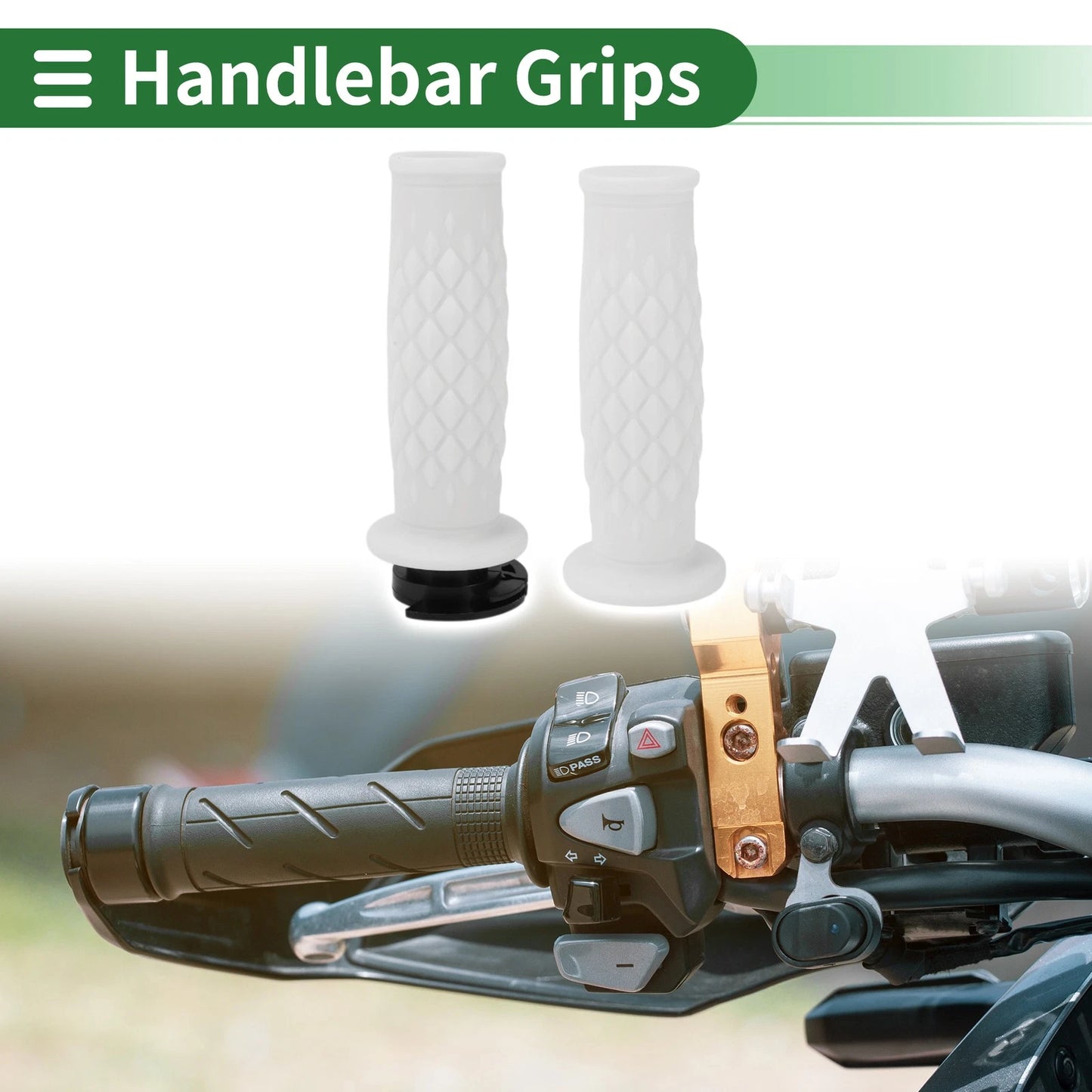7/8" 22mm 2 x Handlebar Grips TPU White Rhombus for Motorcycle