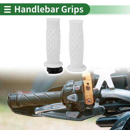 7/8" 22mm 2 x Handlebar Grips TPU White Rhombus for Motorcycle