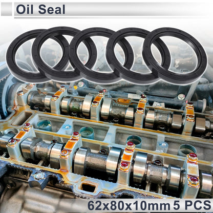 Oil Seal / 62x80x10mm 5 Pcs / Seal Ring Rotary Shaft Seal NBR Rubber for Car