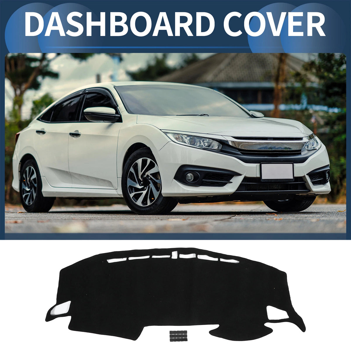 Dashboard Cover Mat for Honda Civic R FK7 2017-2024 Black 1 Set