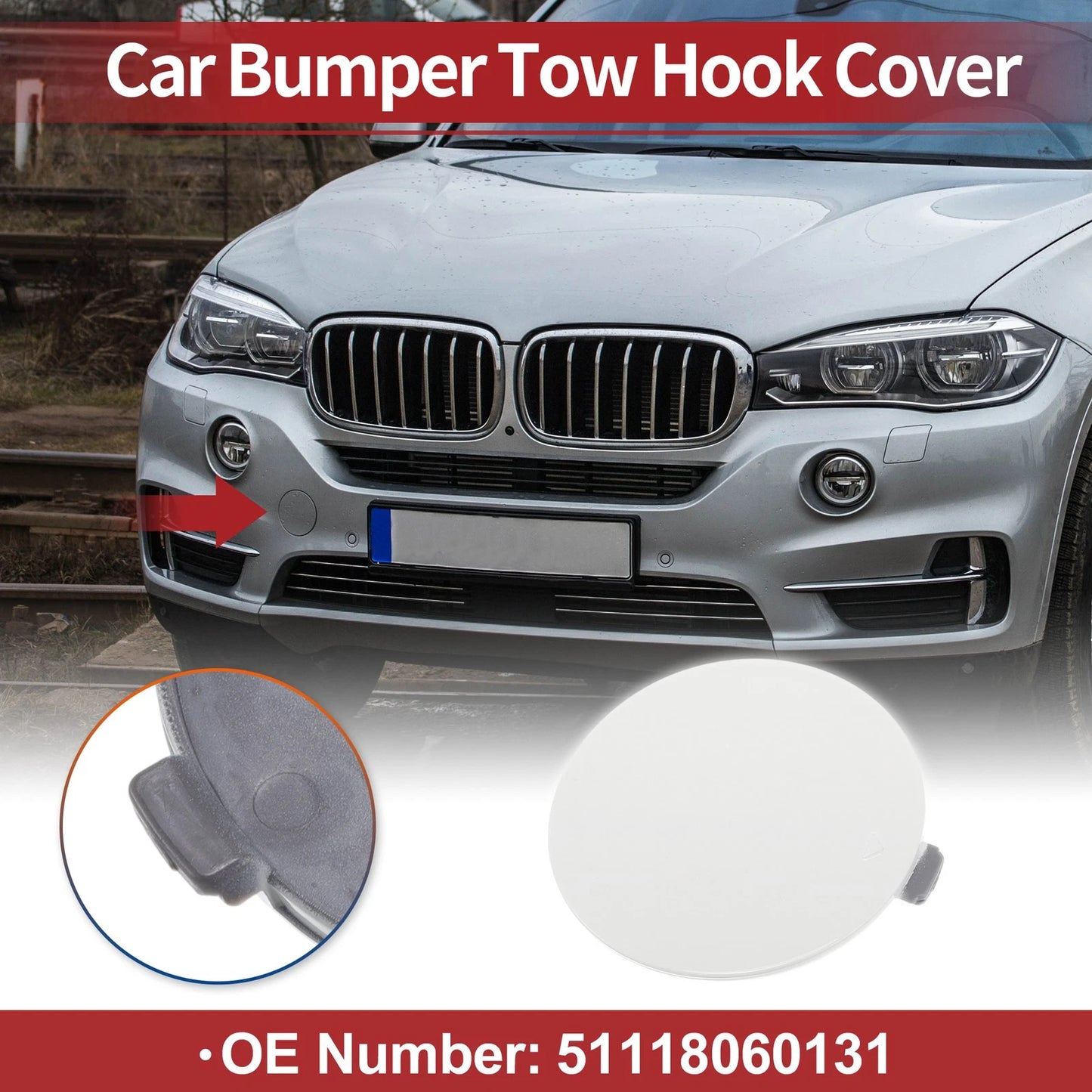 Tow Hook Cover for BMW X5 (2014-2018) White 1 Pcs