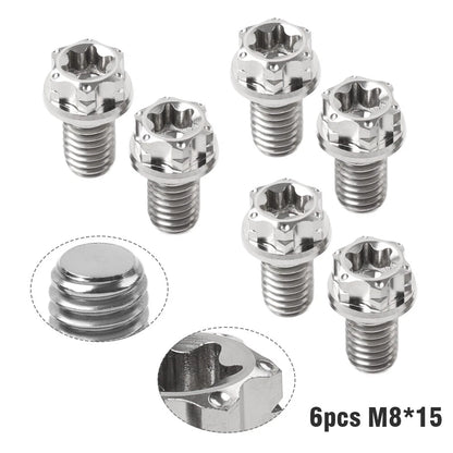 6pcs M8x15mm Titanium Torx Head Flange Bolts for Motorcycle Bike