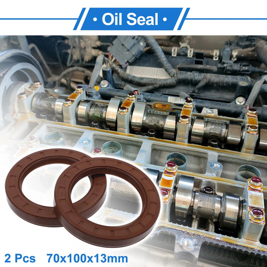 Oil Seal 70x100x13mm Seal Ring Rotary Shaft Seal FKM Rubber Brown 2 x for Car