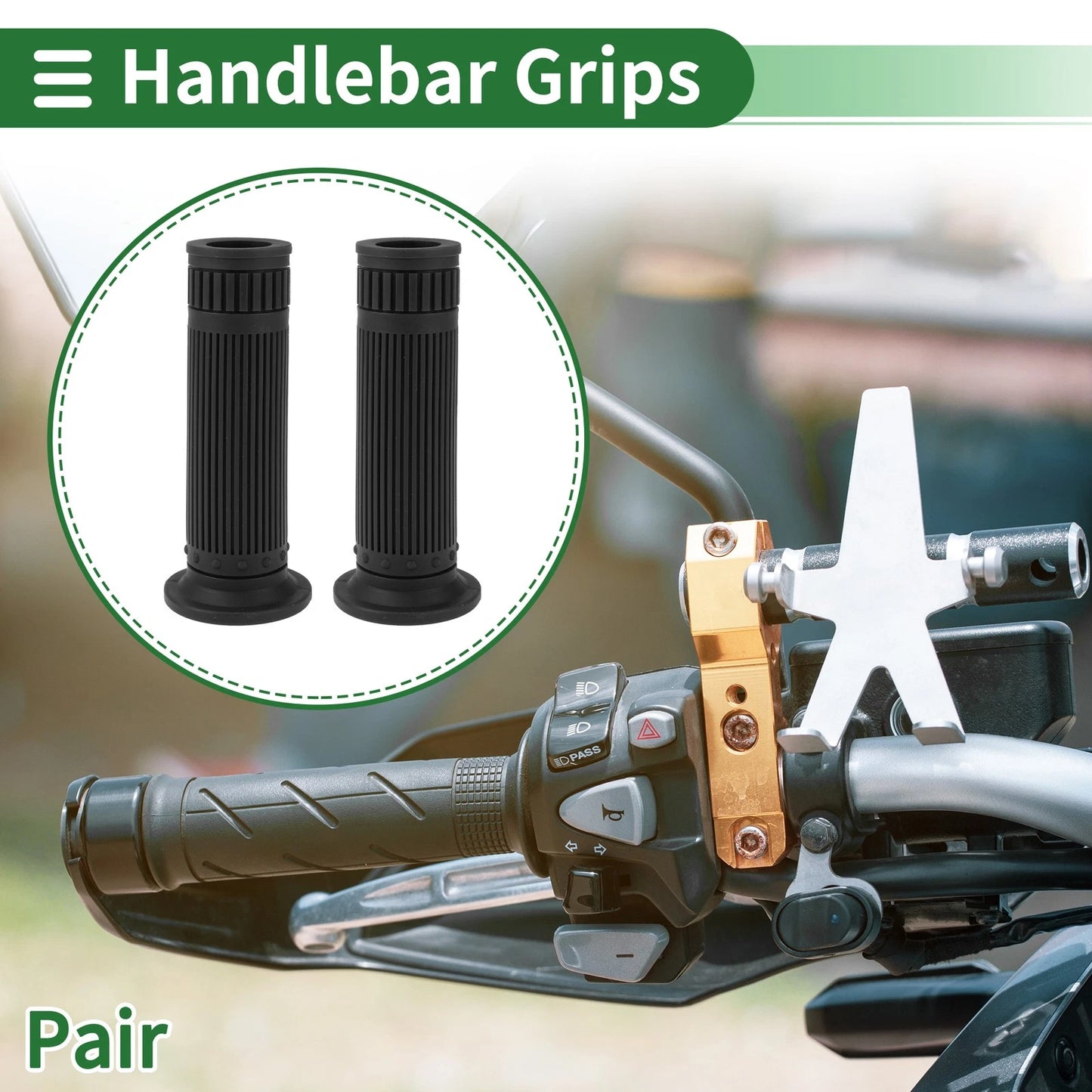 7/8" 22mm Hand Grips Cover Handlebar TPU Black for Motorcycle