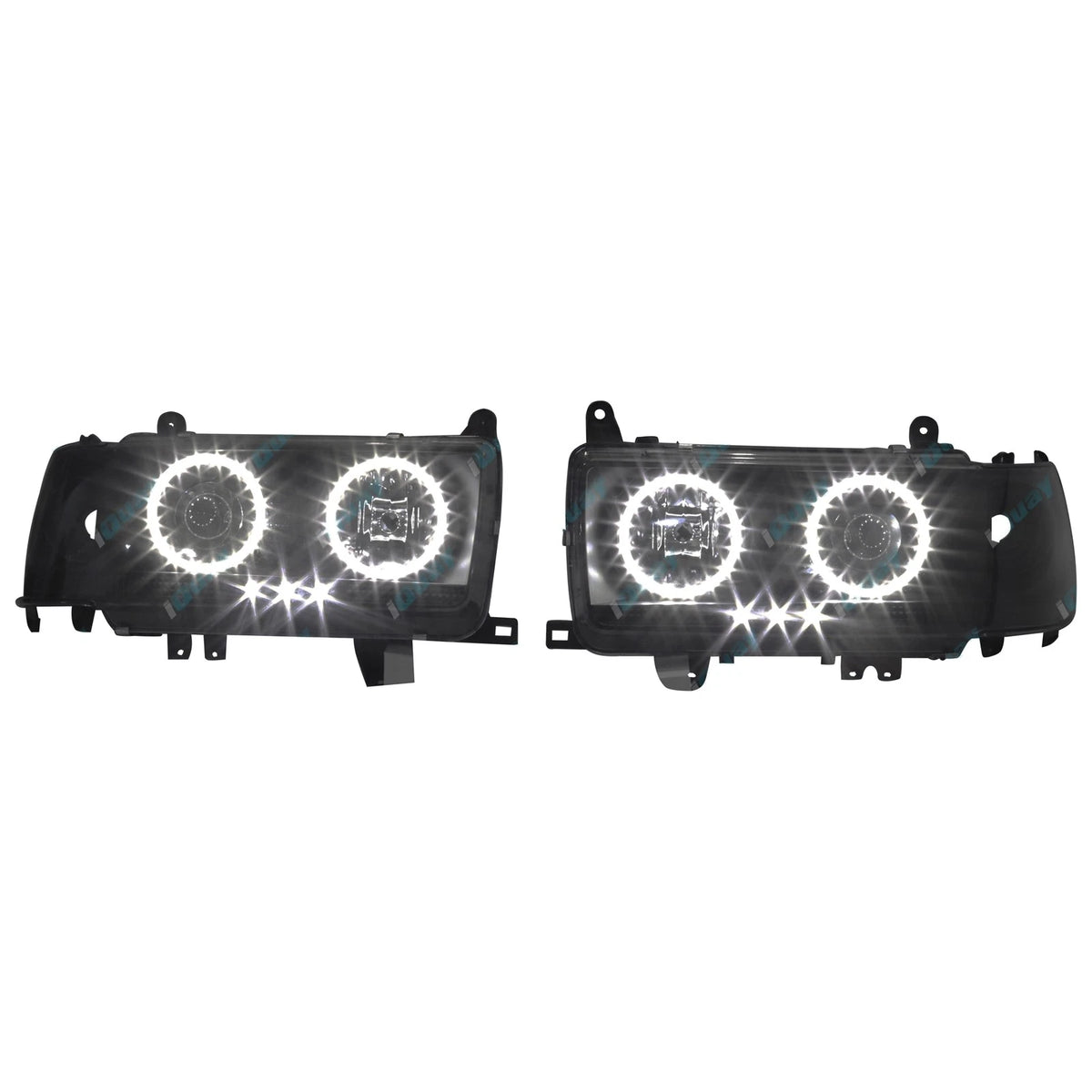 Black Altezza Angel Eye Halo Projector Headlights with LED DRLs for 80 Series