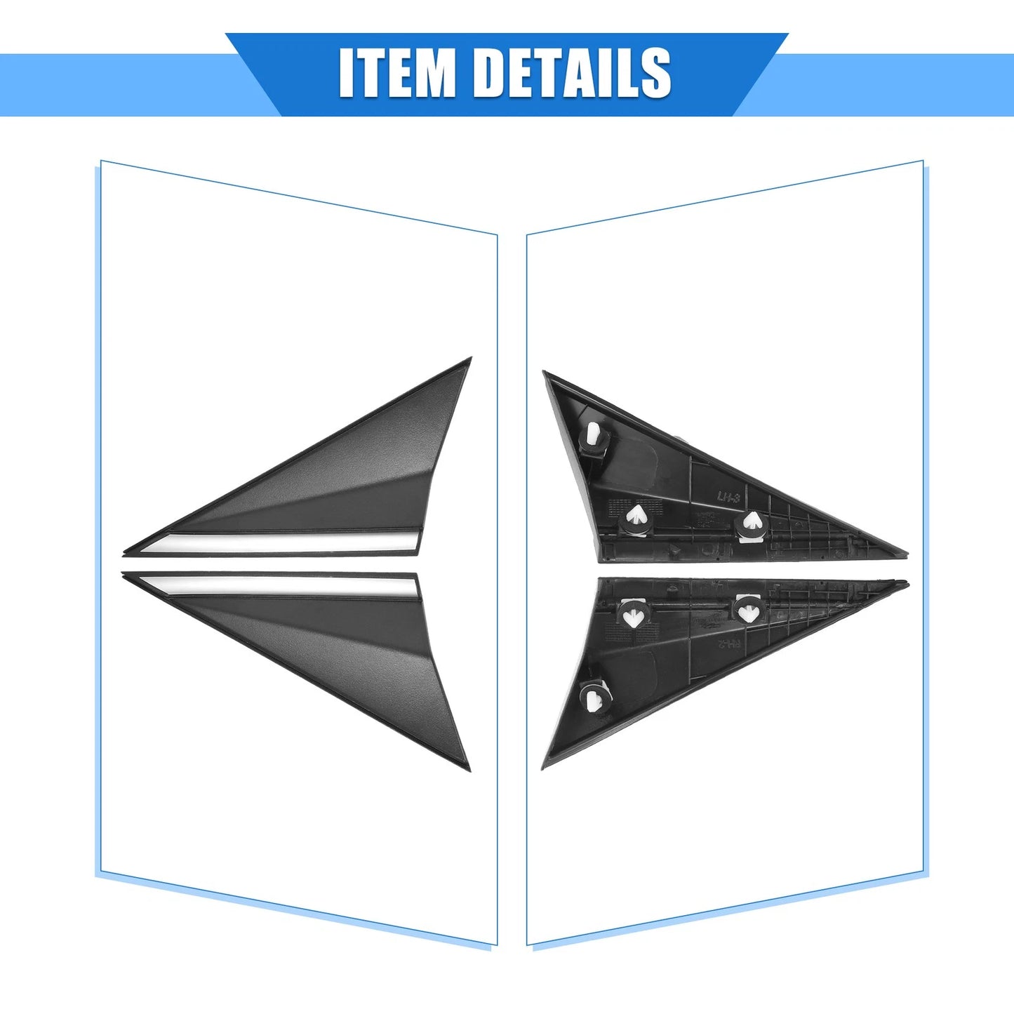 2 x Left Right Mirror Corner Triangle Covers for Hyundai Elantra (2014-2016)