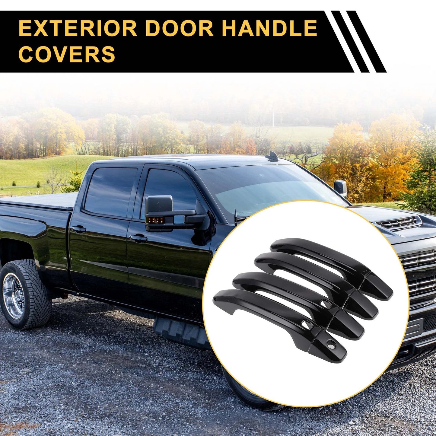 4pcs Exterior Door Handle Cover for GMC Yukon (2015 - 2023) Black