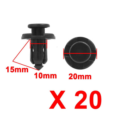 20pcs 0.4 Hole Plastic Rivets Fastener Bumper Push Clips for Honda Nissan