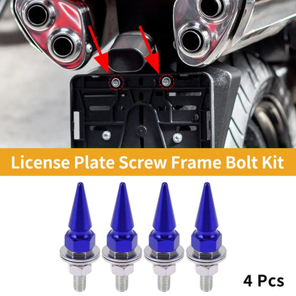 M6 License Plate Screws Cover 54mm Aluminum Blue 4 x for Universal Motorcycle