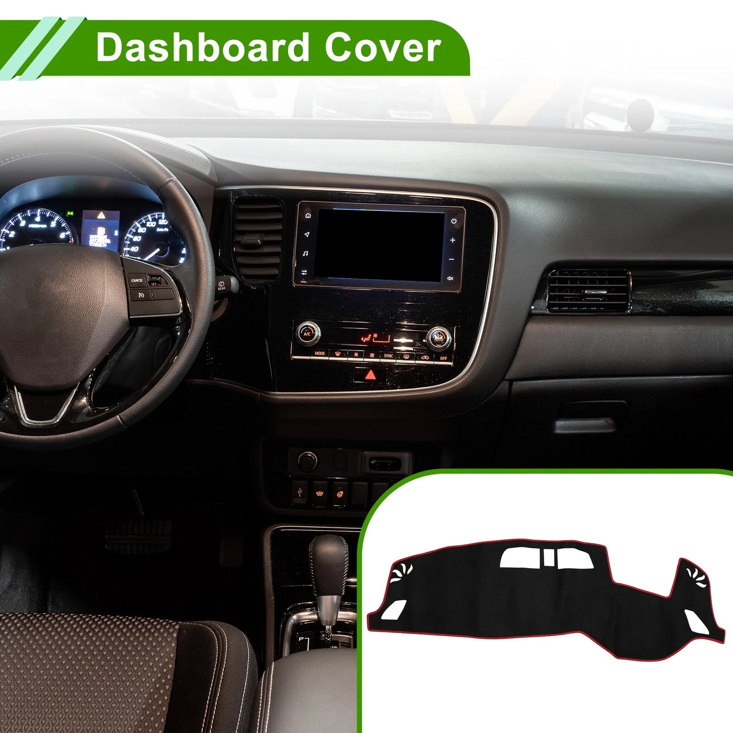 Dash Cover Mat for Mitsubishi Outlander 3 PHEV GN0W Black Red (2013-2023)